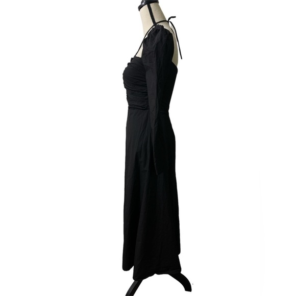 ASTR the Label Long Puff Sleeve Tie Neck Cotton Dress in Black Sz. Small - Picture 11 of 15